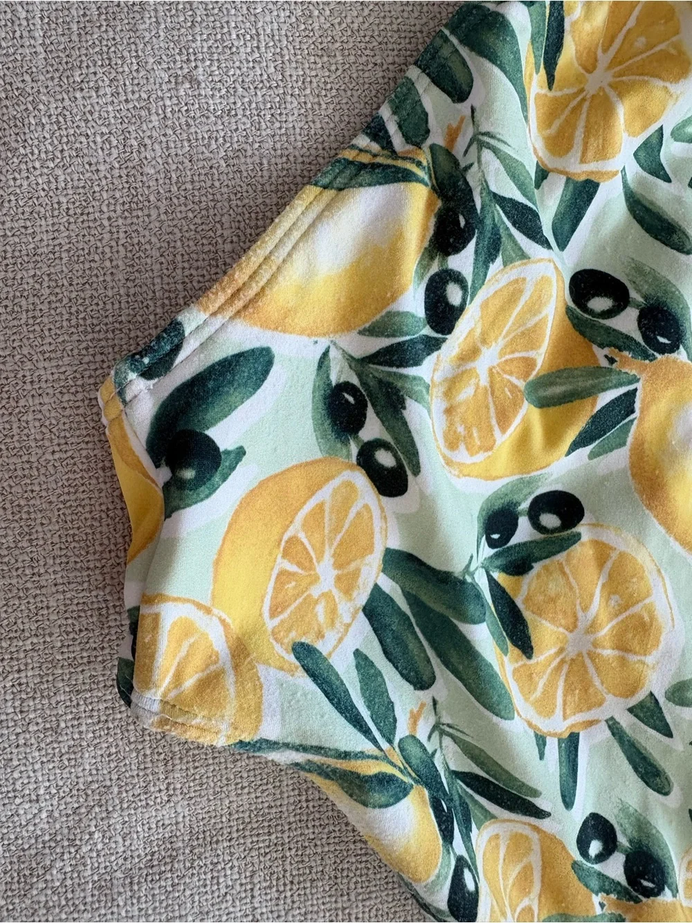 abercrombie kids White Bikini Top with Yellow & Green Trim